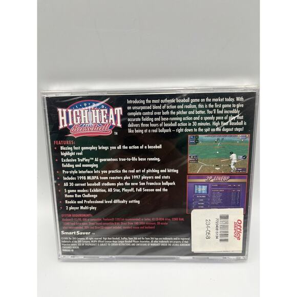 Microsoft PC Sealed Video Game 1999 High Heat Baseball Real Players NEW - Picture 3 of 9